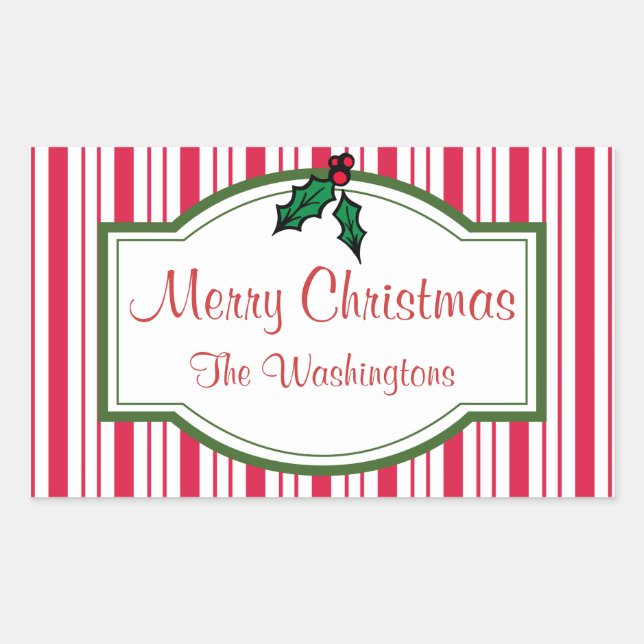 Personalized Christmas Holly Gift Tag Stickers (Front)