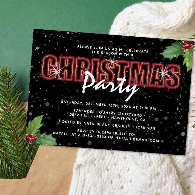 Personalized Christmas Holly Party Invitation (Creator Uploaded)
