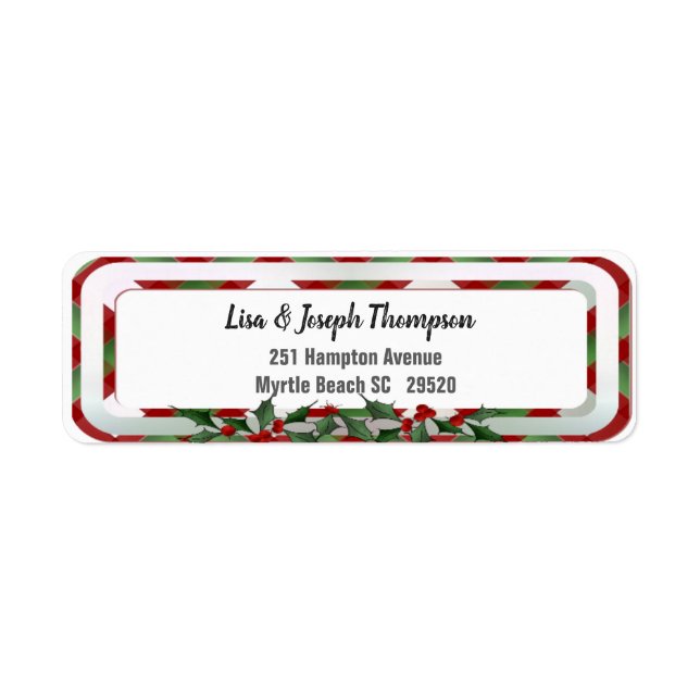 Personalized Christmas Holly  Return Address Label (Front)