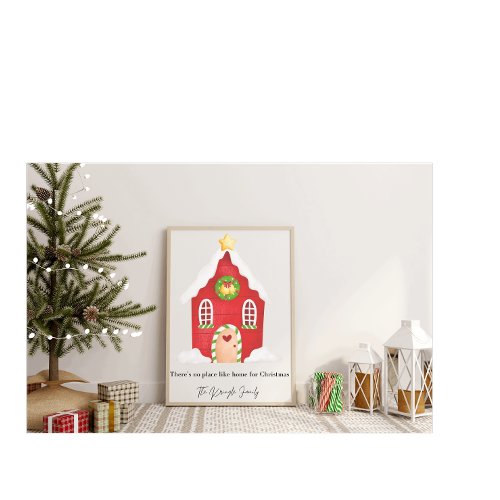 Personalized Christmas House Family Name Art Print