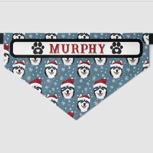 Personalized Christmas Husky Pet Bandana Collar