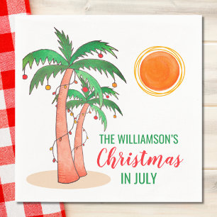 Personalized Christmas in July Palm Trees  Napkins