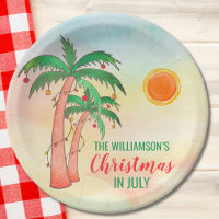 Personalized Christmas in July Party Paper Plate