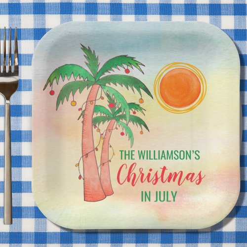 Personalized Christmas in July Party Paper Plates