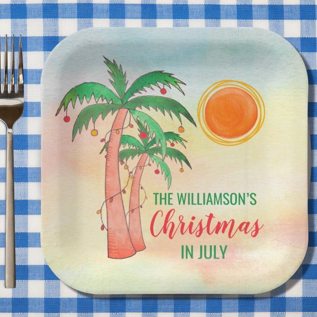 Personalized Christmas in July Party Paper Plates (Creator Uploaded)