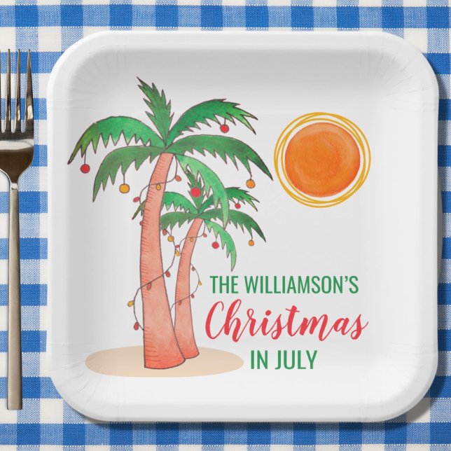 Personalized Christmas in July Party Paper Plates (Creator Uploaded)