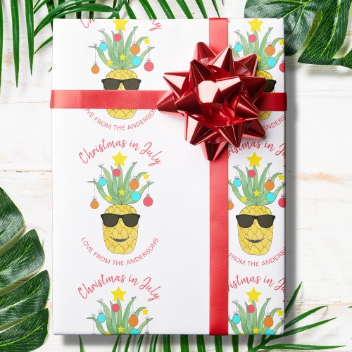 Personalized Christmas In July Pineapple  Wrapping Paper