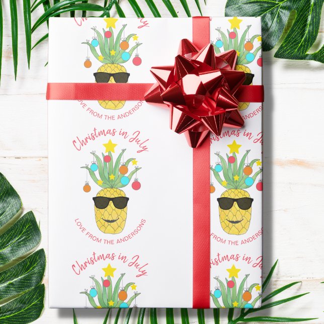 Personalized Christmas In July Pineapple  Wrapping Paper (Creator Uploaded)
