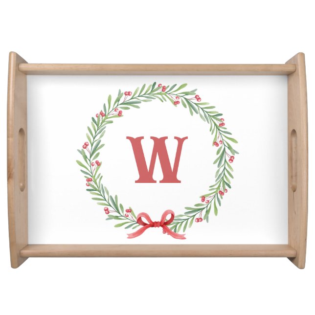 Personalized Christmas Initial Serving Tray (Front)