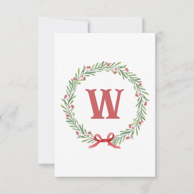 Personalized Christmas Initial Thank You Cards (Front)