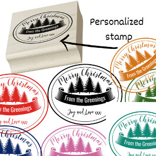 Personalized Christmas ink stamper inker Rubber Stamp