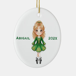 Personalized Christmas Irish Blonde Girl Dance Ceramic Ornament