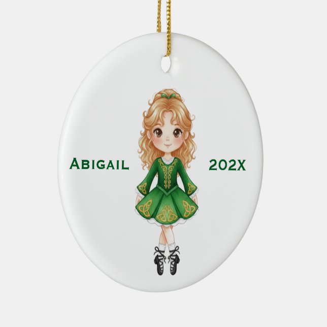 Personalized Christmas Irish Blonde Girl Dance Ceramic Ornament (Right)
