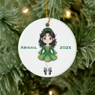 Personalized Christmas Irish Girl Dance Ceramic Ornament