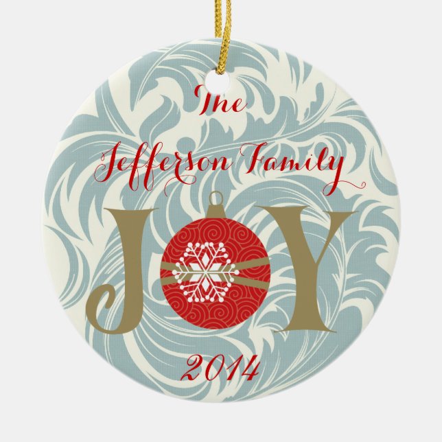 Personalized Christmas JOY Family Ornament (Front)
