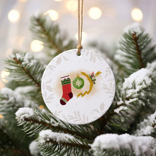Personalized Christmas Joy Photo Family Ceramic Ornament