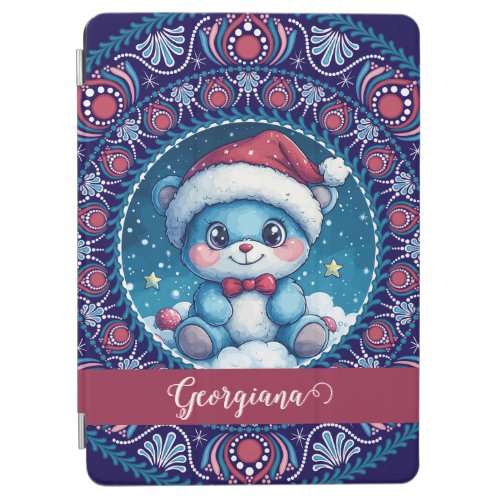 Personalized Christmas Kawaii Bear Dot Mandala iPad Air Cover