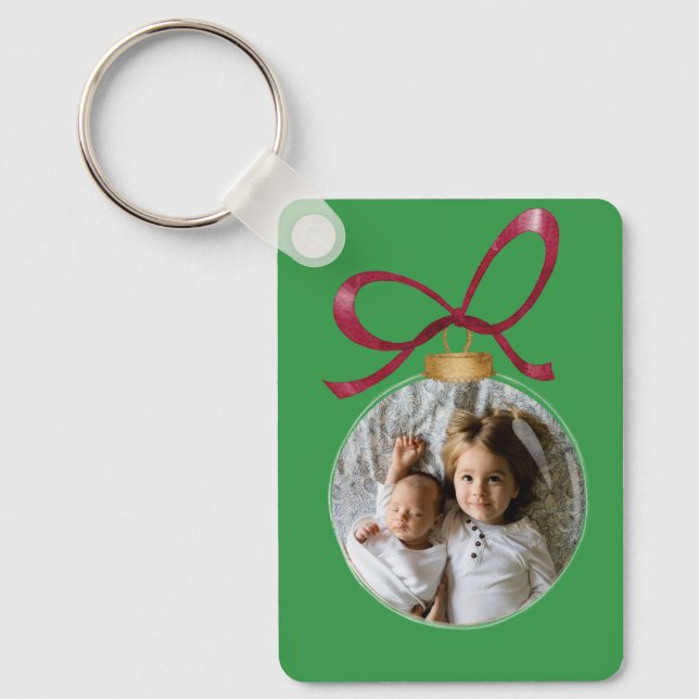 Personalized Christmas Keepsake with Photo & Text Keychain (Front)