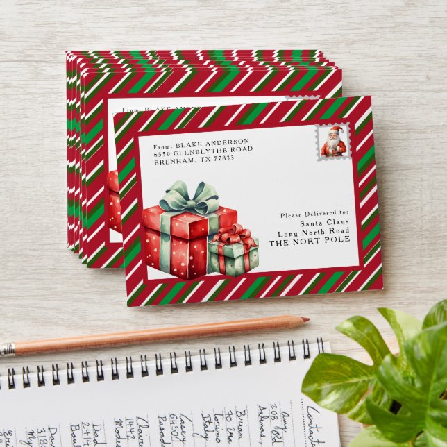 Personalized Christmas kids envelope (Stacked)