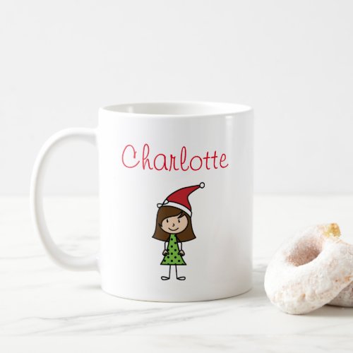 personalized christmas kids girl character coffee  coffee mug