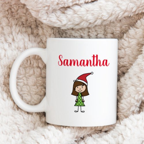 personalized christmas kids girl character coffee mug