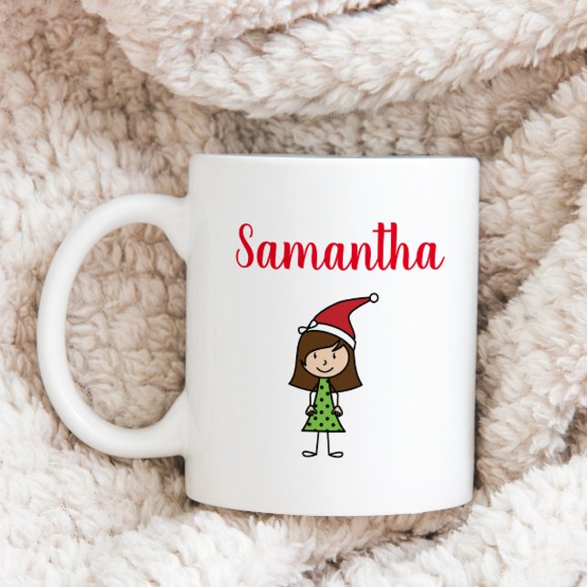 personalized christmas kids girl character coffee mug (Creator Uploaded)