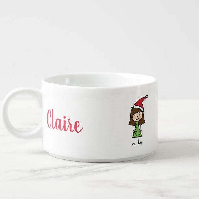 Personalized Christmas Kids Girl Typography Bowl (Right)