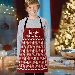 Personalized Christmas Kids Holiday Baking Team Apron