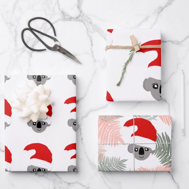 Personalized Christmas koala Wrapping Paper Sheets (Front)