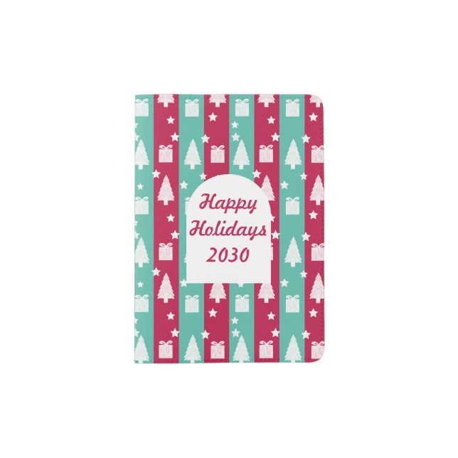 Personalized Christmas Leather Passport Holder (Front)