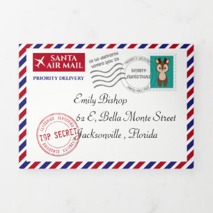 Personalized Christmas letter from Santa Claus  Tri-Fold Card