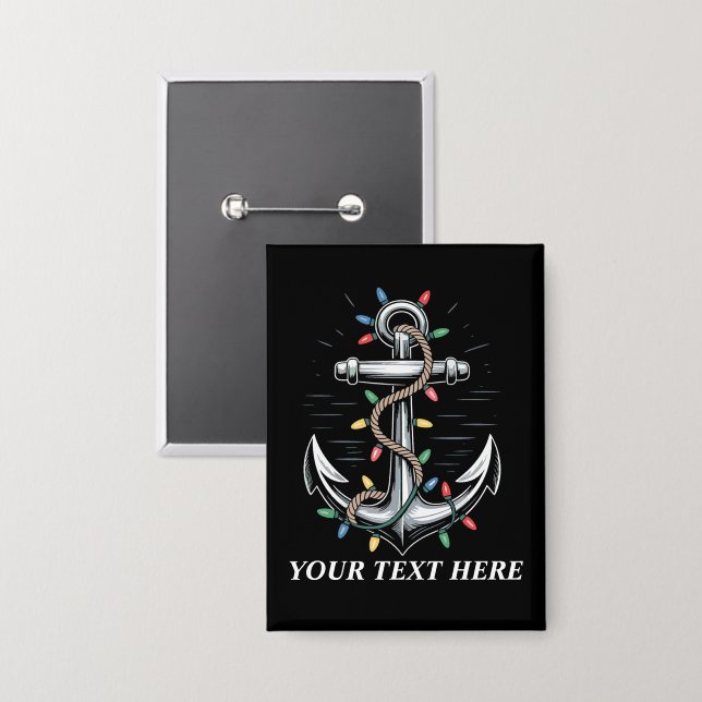 Personalized Christmas Lights Boating Sailing  Button (Front/Back)