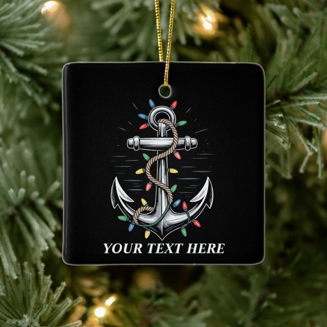 Personalized Christmas Lights Boating Sailing  Ceramic Ornament (Tree)