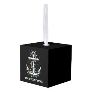 Personalized Christmas Lights Boating Sailing  Cube Ornament