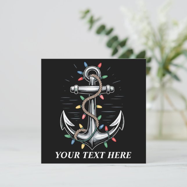 Personalized Christmas Lights Boating Sailing  Holiday Card (Standing Front)
