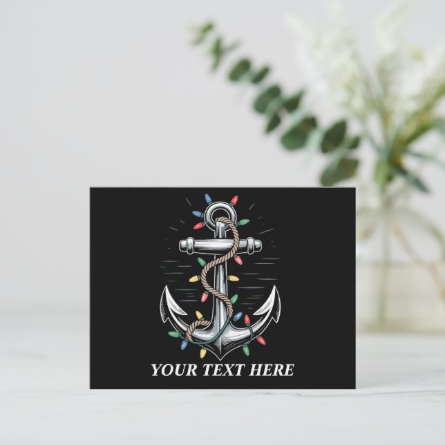 Personalized Christmas Lights Boating Sailing  Holiday Postcard (Standing Front)