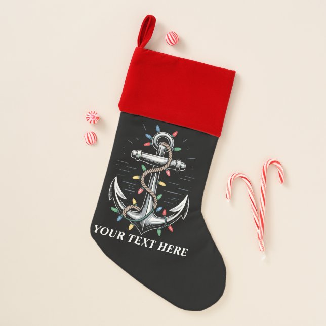 Personalized Christmas Lights Boating Sailing  Stocking (Front)