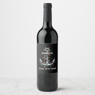 Personalized Christmas Lights Boating Sailing  Wine Label