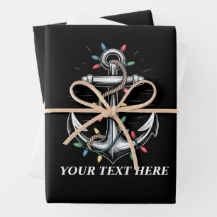 Personalized Christmas Lights Boating Sailing Wrapping Paper Sheets