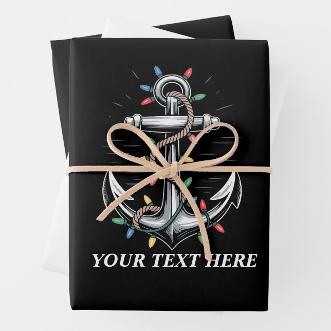 Personalized Christmas Lights Boating Sailing  Wrapping Paper Sheets (In situ)