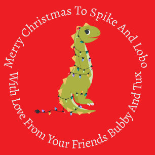 Personalized Christmas Lights Dinosaur Wrapping Paper