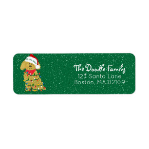 Personalized Christmas Lights Goldendoodle Address Label