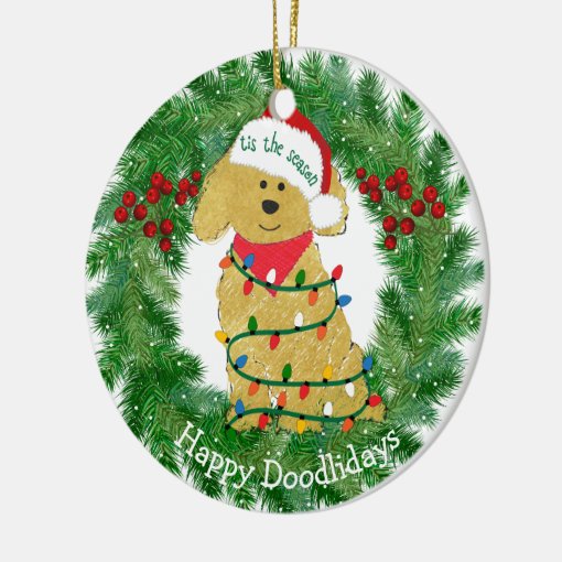 Personalized Christmas Lights Goldendoodle Ceramic Ornament Zazzle