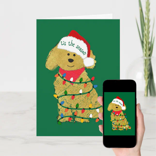 Personalized Christmas Lights Goldendoodle Holiday Card Zazzle