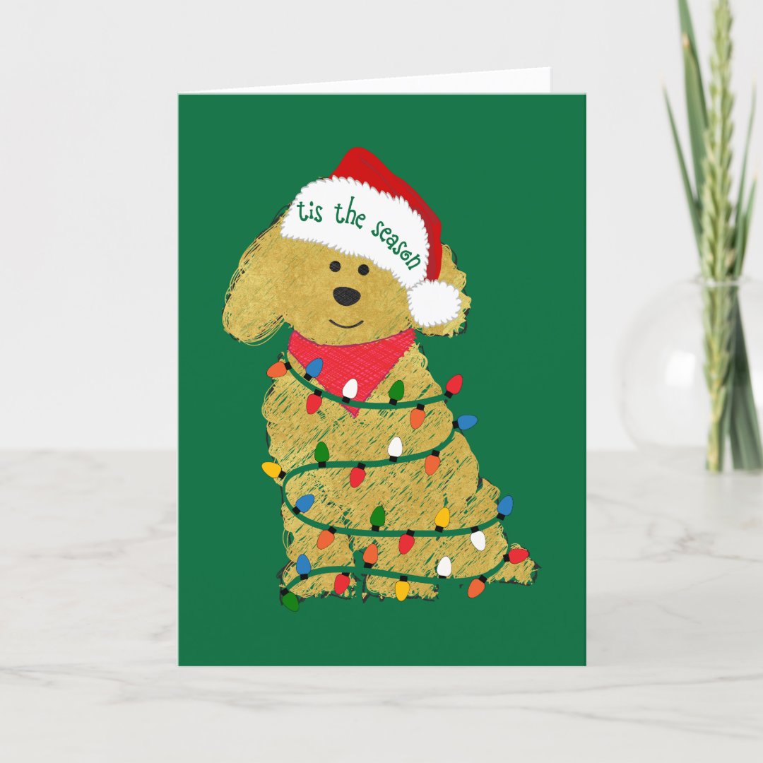 Personalized Christmas Lights Goldendoodle Holiday Card Zazzle