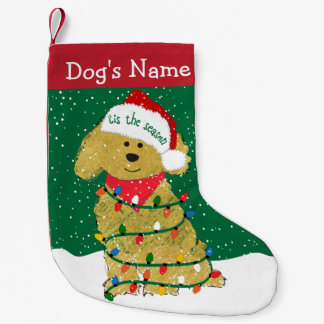 Personalized Christmas Lights Goldendoodle Small Christmas Stocking