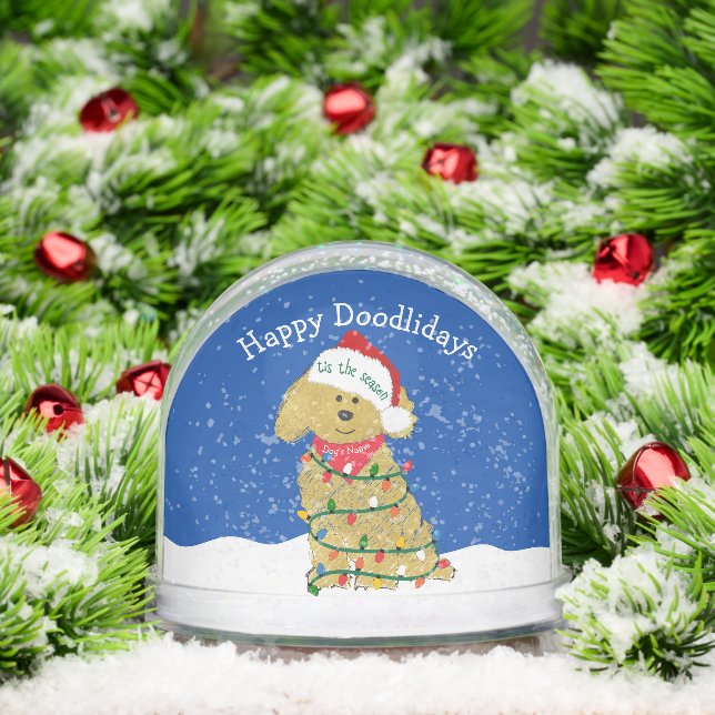 Personalized Christmas Lights Goldendoodle Snow Globe (Christmas)