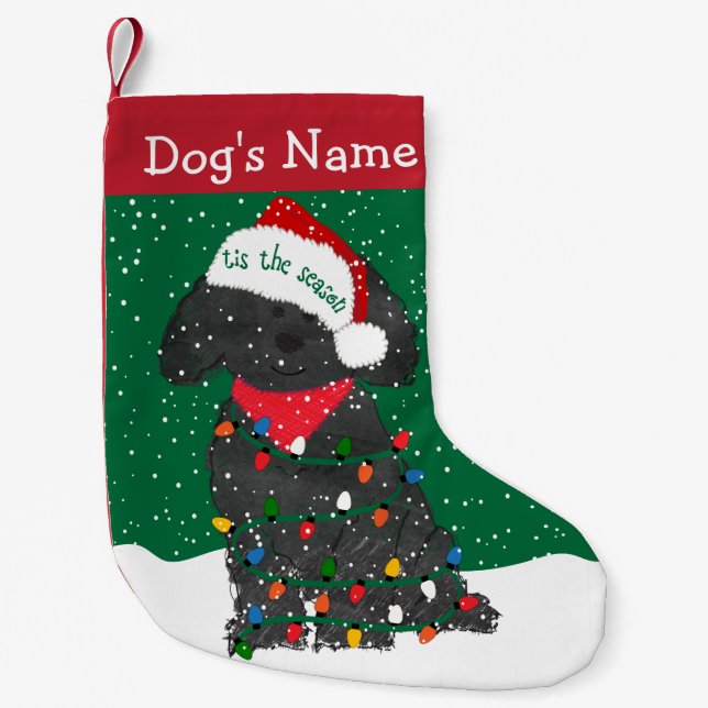 Personalized Christmas Lights Labradoodle Small Christmas Stocking (Front)
