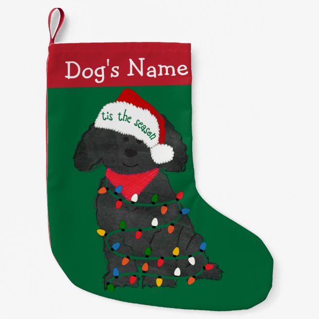 Personalized Christmas Lights Labradoodle Small Christmas Stocking (Front)