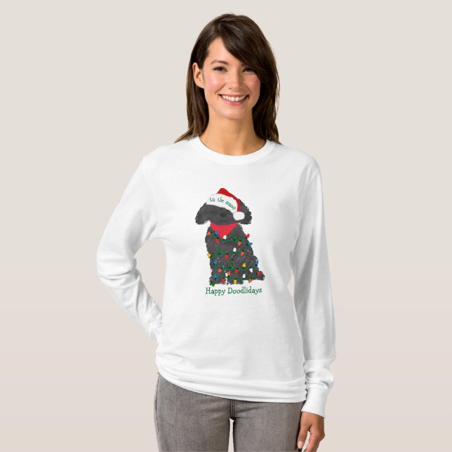 Personalized Christmas Lights Labradoodle T-Shirt (Front Full)